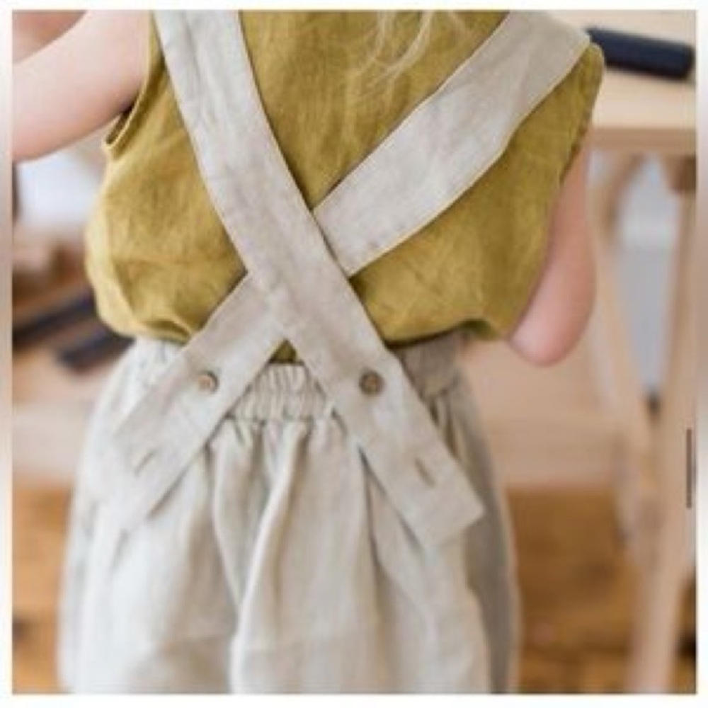Fin & Vince | linen skirt with suspenders/ overalls in neutral color